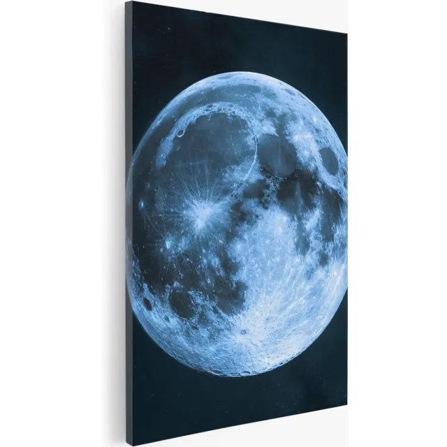 Saammp Canvas Schilderij - Volle Maan - Landschap - Natuur - 100x150 - Foto op canvas - Wanddecoratie - Muurdecoratie Woonkamer - Slaapkamer decoratie - Canvas Print Multicolor