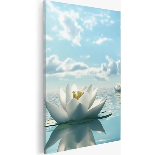 Saammp Canvas Schilderij - Natuur - Rood huis in de sneeuw - landschap - 75x100 - Foto op canvas - Wanddecoratie - Muurdecoratie Woonkamer - Slaapkamer decoratie - Canvas Print Multicolor