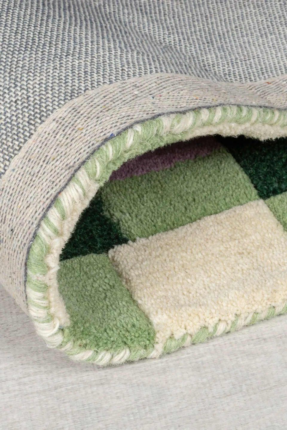 Flair Rugs Kai wollen vloerkleed met rand groen, foto 7