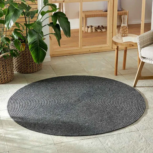 Northrugs Rond buitenkleed - Trenzado donkergrijs 150 cm rond