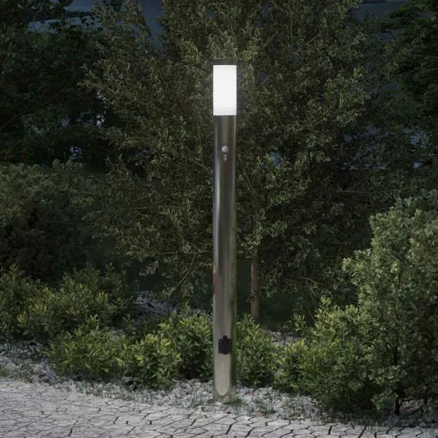 vidaXL Bolderarmatuur met sensor en stopcontact 110 cm roestvrij staal IP44 Zilver