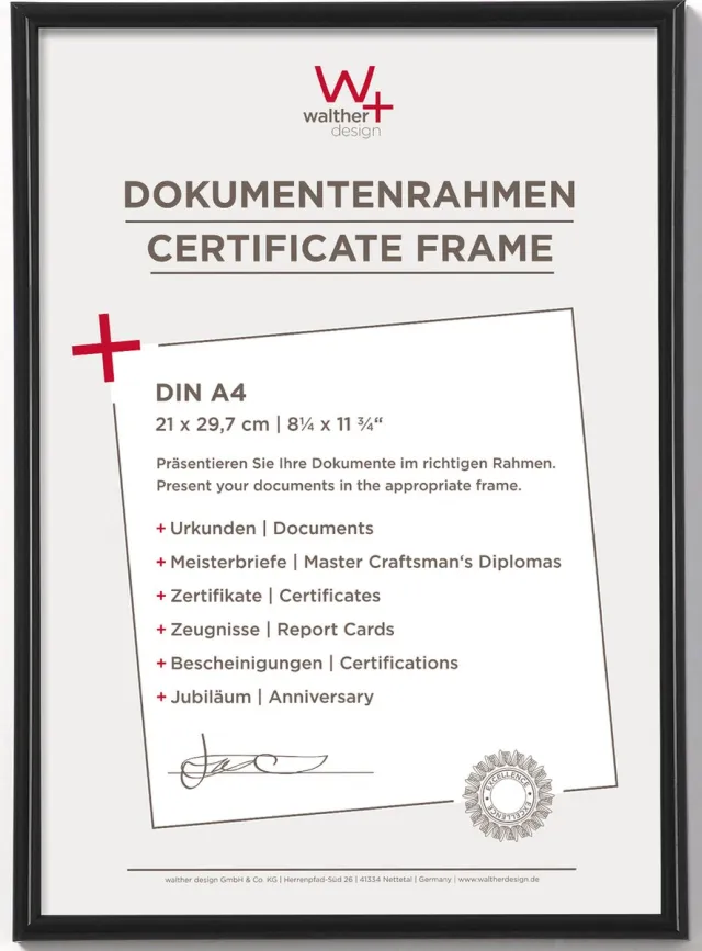 Walther Galeria - Kunststof lijst - Fotoformaat 21x29,7 cm (DIN A4) - Zwart