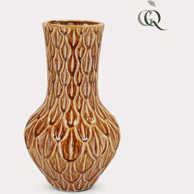 Botanify Vaas steen M - H39 W23 - Boa Brown