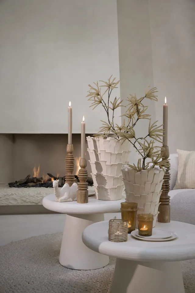 Light & Living Light&living Vaas deco 27,5x27x34 cm BANYA keramiek mat crème Wit
