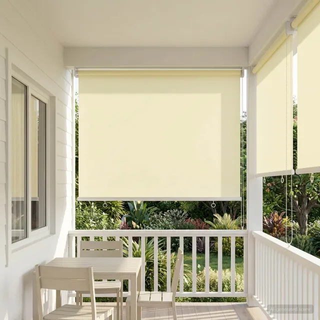 vidaXL Buitenrolgordijn UV-bescherming Crèmekleurig