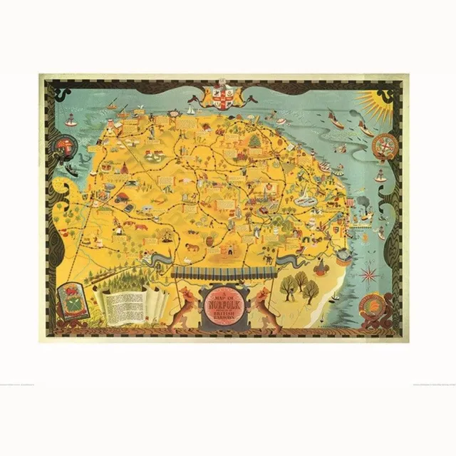 Pyramid Poster - Norfolk Map - 60 X 80 Cm - Multicolor Divers