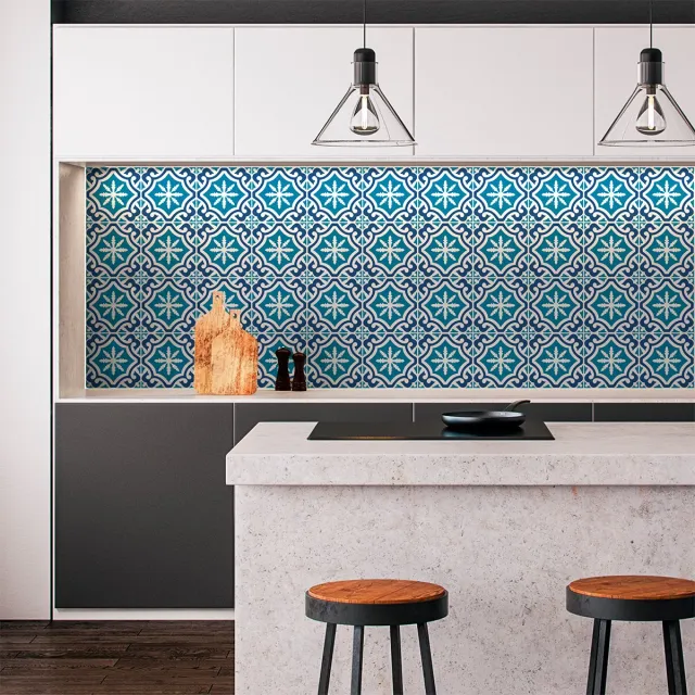 Ambiance Sticker Zelfklevende tegelmuurstickers voor keuken en badkamer - 24 tegelstickers, Azulejos Epolia-stijl - 24 stickers, 10x10 cm Multi color