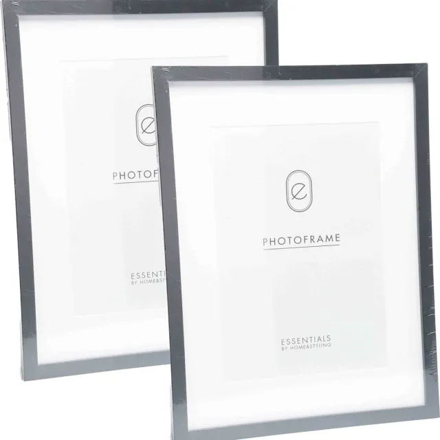 Home & Styling Kunststof fotolijsten - 2 st - geschikt voor een foto van 30 x40 cm Zwart