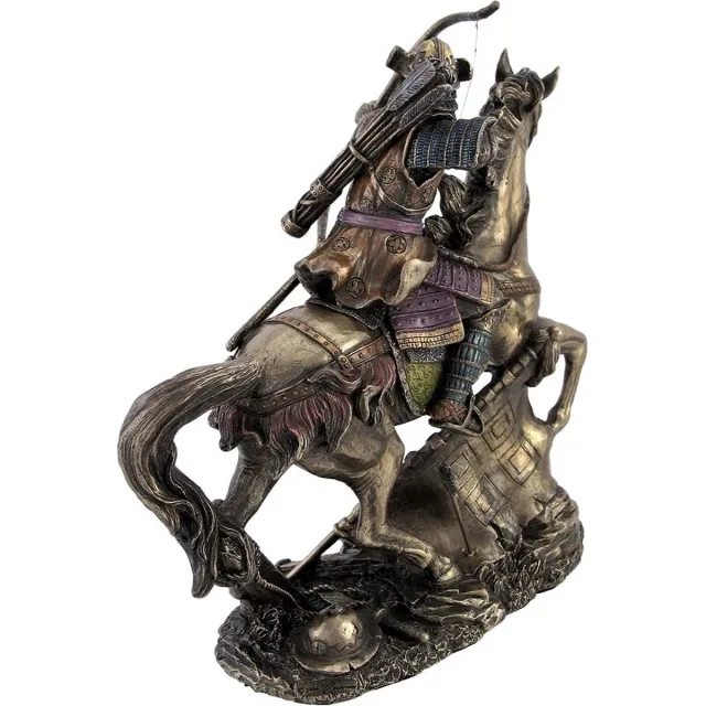 Veronese Design Beeld/figuur - Samoerai met Boog op Paard - klein formaat - (hxbxd) ca. 15cm x 15cm x 8cm multi