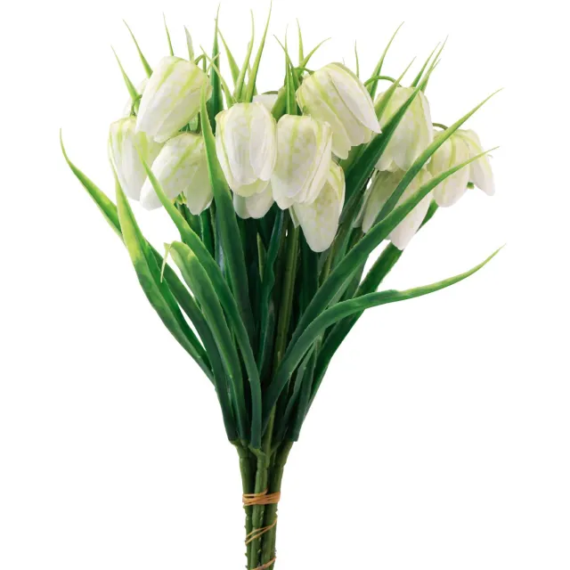 Viana Fritillaria Wit Geblokt Bord Bloem Kunstbloemen 38cm 6 st., 6 stuks Veelkleurig