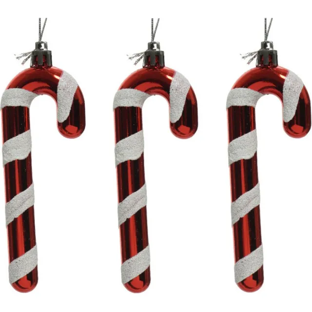 Decoris 20x Kerstboomhangers rood/witte zuurstokken 12 cm kerstversiering - Rood/witte kerstversiering/boomversiering Multi