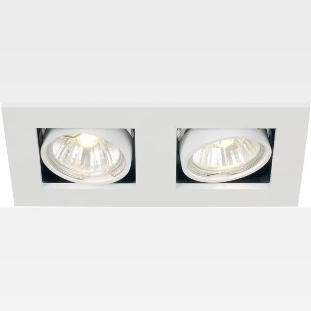 Nordlux Plafondinbouwlamp Plafondlamp Ganglamp Woonkamerlamp Inbouwlamp, verplaatsbare spots 2 vlammen, wit metaal, GU10 stopcontacten, LxB 18,5x10cm