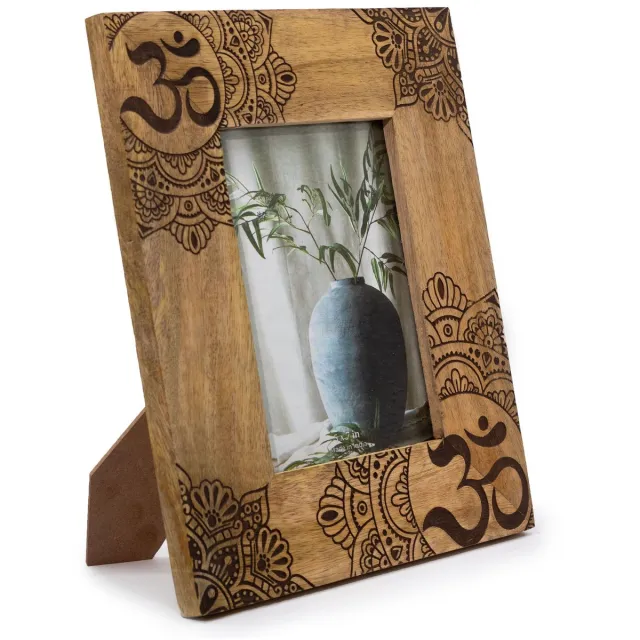 Ancient Wisdom Fotolijst - Zwarte fotolijst van mangohout 28x23x2cm voor 13x18cm - Houten lijst - Interieurdecoratie - Foto presentatielijst - Cadeau - Duurzaam materiaal - Decoratie