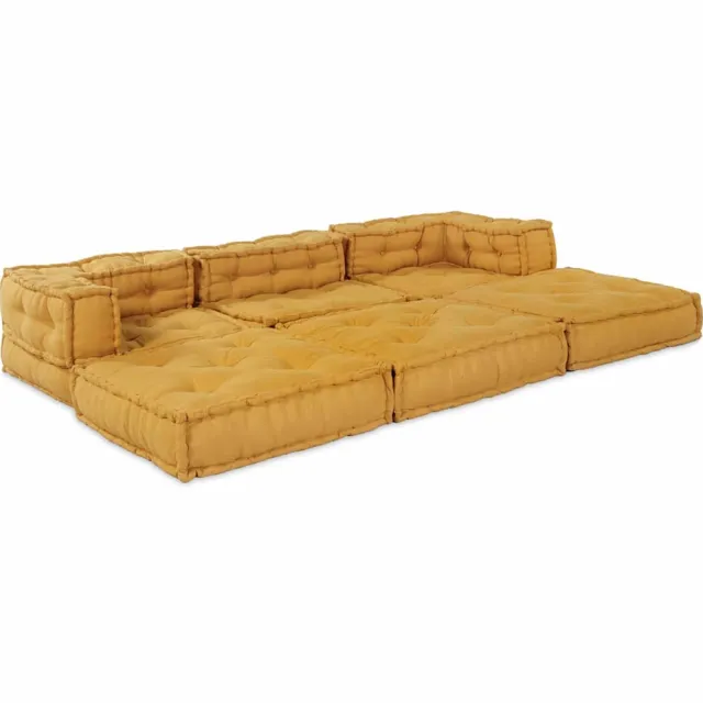 vidaXL Modulair Sofabet Stof Geel 210 x 70 x 56 cm
