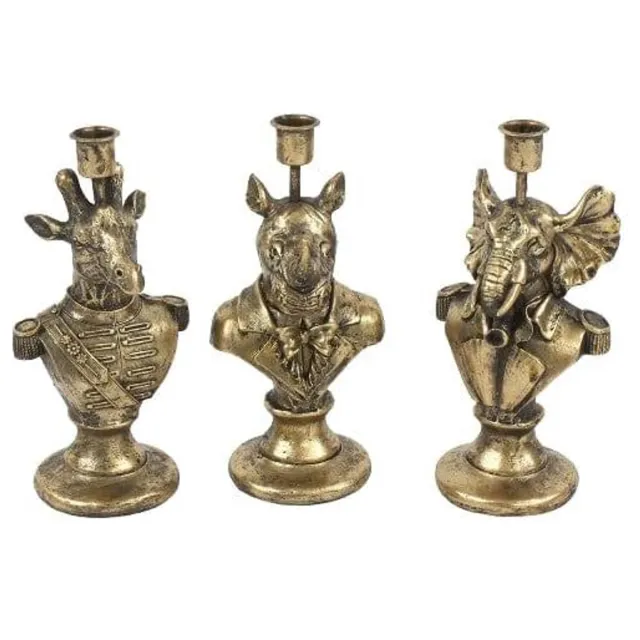Werner Voss Kaarsenhouder Generaal goud - 3 stuks- 23,5 cm Hoog - Werner Voss Divers