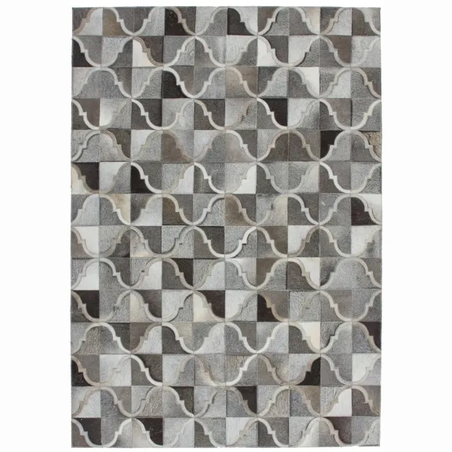 Dutch XXL Leren Vloerkleed | Tapijt | Lavish | Geometrisch | Grijs | 120x170 cm