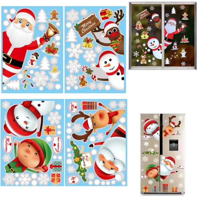 Famanu Kerst raamstickers set van 94 stuks voor ramen, herbruikbaar en statisch hechtend, 35x25 cm