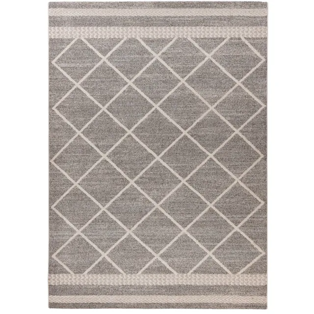 Padiro elegant laagpolig vloerkleed 160 x 230 cm - lichtbeige - vintage patroon - voor vloerverwarming - van polypropyleen en jute