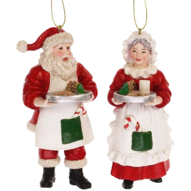 Meander 2x Ornament Mr en Mrs Santa Claus 2ass. 6x6x11cm Zie foto