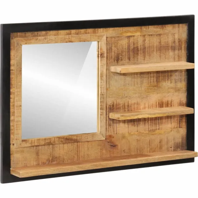 vidaXL Spiegel met schappen 80x8x55 cm glas en massief mangohout Bruin