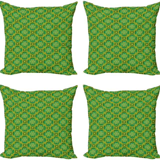 ABAKUHAUS Kussenhoes Set 4x40x40 – Dubbelzijdig Druk – Mikrofaser Jade Jade Groen Aarde Geel