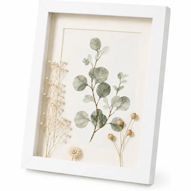 SWGOTA Witte MDF fotolijst met holle ruimte van 2 cm voor foto van 6 x 8 inch inclusief glas en afbeelding