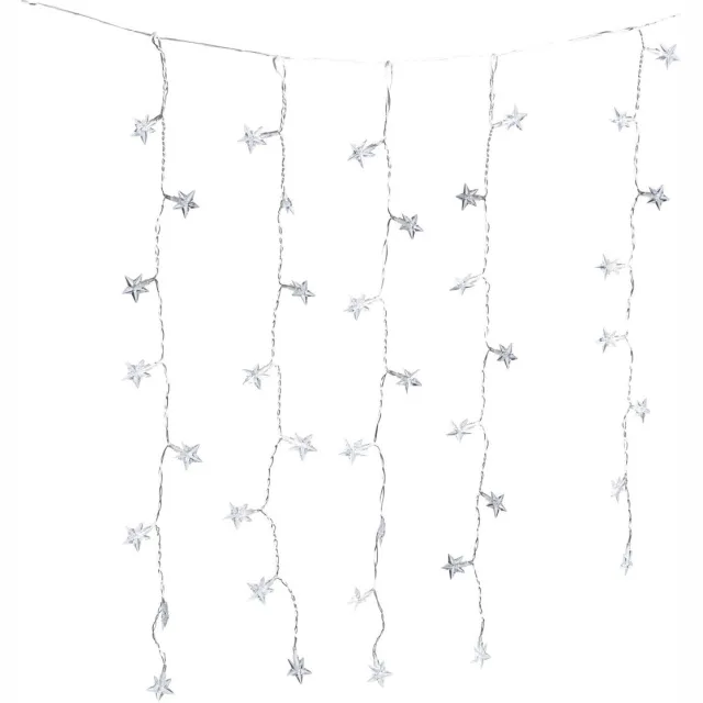 Hi Kerstverlichting lichtgordijn - 2x - 40 led sterren lampjes - warm wit - 200 cm - lichtsnoer - gordijnverlichting