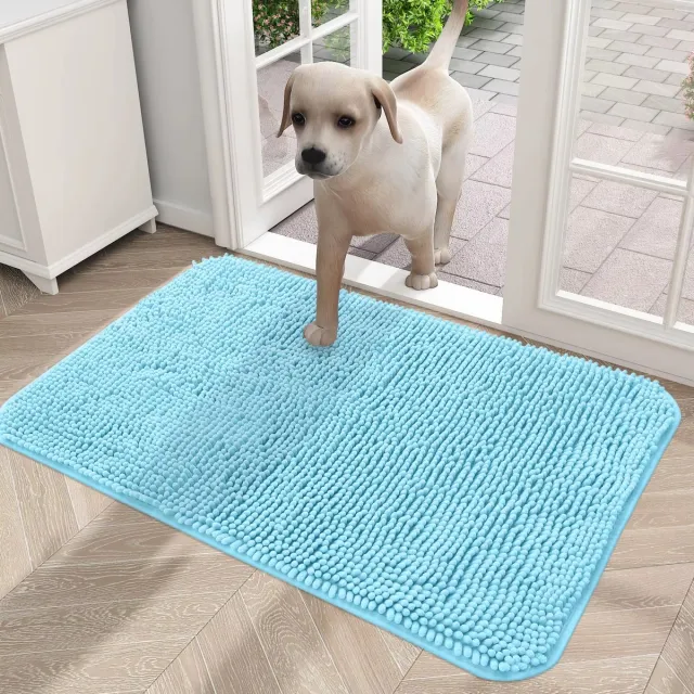 rimmo Deurmat voor Honden - Wasbare Hondenmat Binnen, Antislip, Sneldrogend Microvezel voor Modderige Poten - Blauw