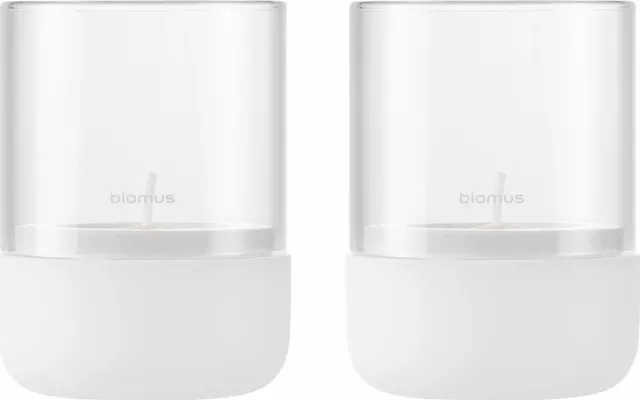 Blomus CALMA Windlicht - H 9 cm, Ø 7 cm (XS) - Lily White - Set van 2