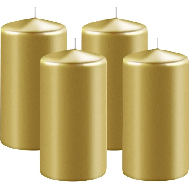 Enlightening Candles Cilinderkaars/stompkaars - 4x - goud - D6 x H15 cm - 58 branduren - Dikke kaarsen - Voor kandelaar of plateau Goudkleurig