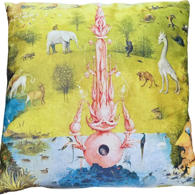 ZenXhome Jeroen Bosch- Jheronimus Bosch- Tuin der Lusten- Hemel- Hoogwaardig sierkussen met riets- 44cm X 44cm inclusief kussen- Dutch Design Product tuin der lusten de hemel