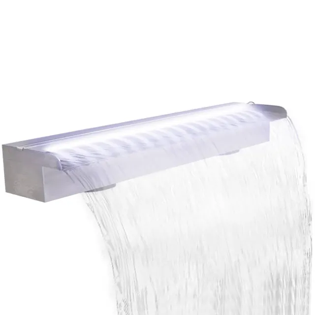 vidaXL Zwembadwaterval met LED's rechthoekig 90 cm roestvrij staal Zilver