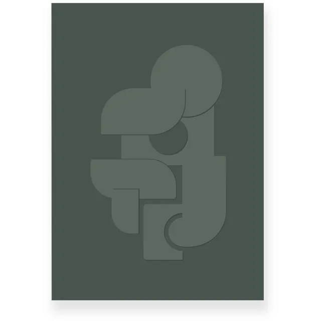 Yisual Poster 20x30 cm - Abstracte Vormen - Groen - Minimalistisch - Japandi - Muurdecoratie - Wanddecoratie
