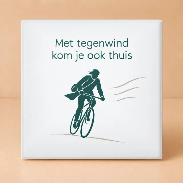 Bedruk King Strakke minimalistische Tegel ‘Wie niet waagt, wie niet waait’ – Inspirerende wanddecoratie voor motivatie en doorzetters - 15 x 15 cm Wit