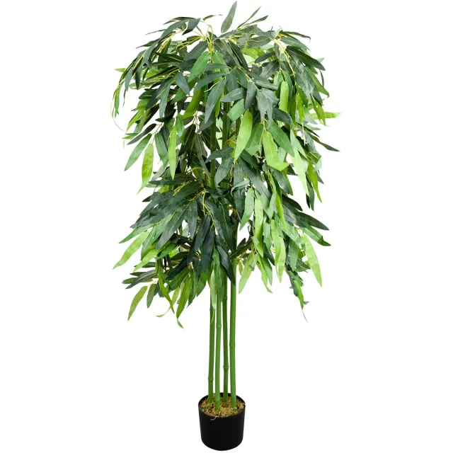 Bamboe Bamboe Struik Bamboe Boom Kunstplant Kunstboom Kunstmatige Bamboe Kunstmatige Echt Houten Stam Interieurdecoratie Decor 140 cm Decovego