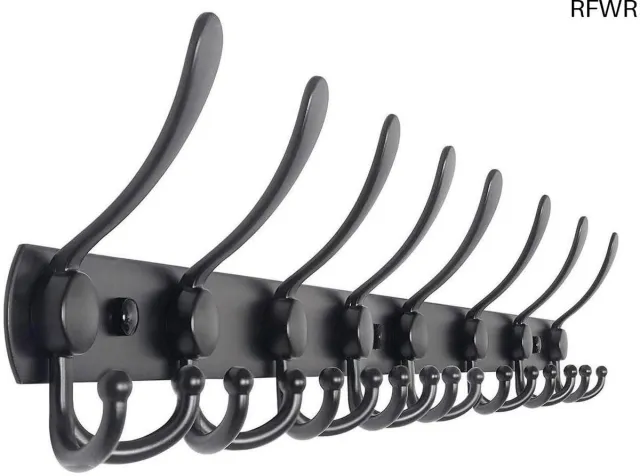 RFWR Wandkapstok Met 24 Haken - Hangende Muur Kapstok - RVS - 75CM - Mat Zwart