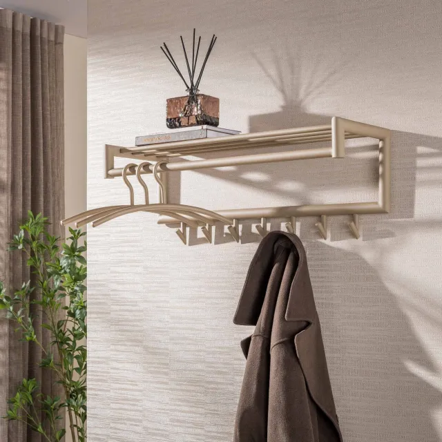 Alaska Tubo - Kapstok - 7 haken met hoedenrek - 85 cm - Beige