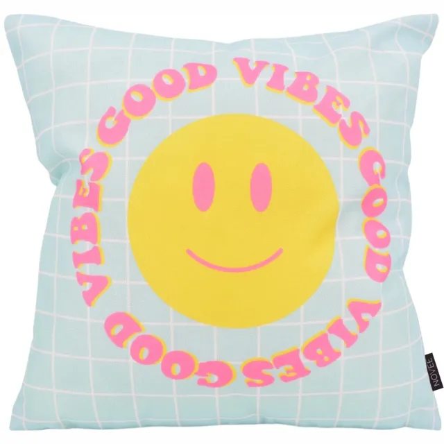 NOVÉE Good Vibes #2 Kussenhoes | Outdoor / Buiten Collectie | 45 x 45 cm | Katoen/Polyester blauw