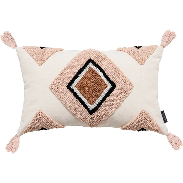 NOVÉE Sofia Boho Kussenhoes | 30x50 cm | Katoen Roze/Bruin
