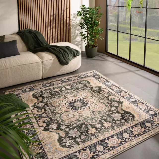 Heritaged Vintage buitenkleed vierkant - Valenca Fino beige/groen 230x230