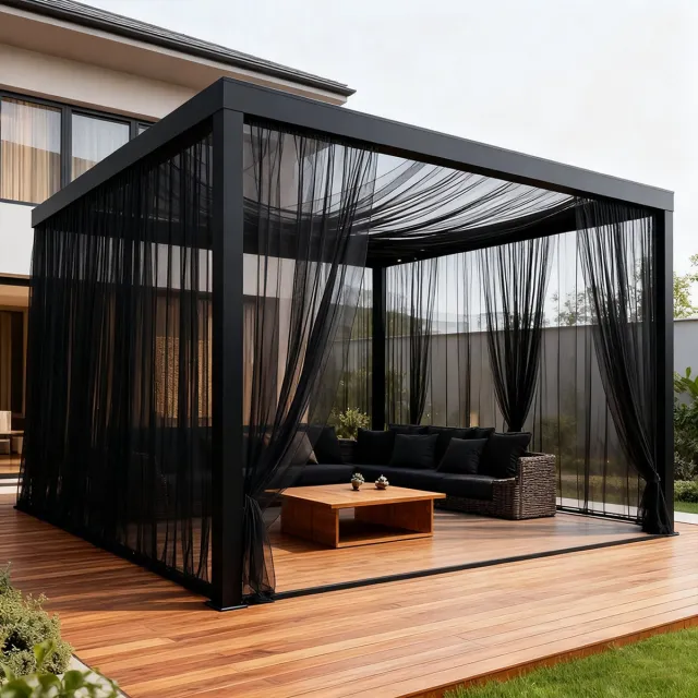 MUPOO DIY extra Breed 320cm - 2 stucks VliegenBuitengordijn & Anti-Muggen Buitengordijn Kant en Klaar met Tunnel (Roede/Touw) - Fijnmazig Insectennet -Op Maat te Knippen - Klamboe voor Tuin, Balkon & Deur - Luchtig - Grijs - 320x305cm - 2 stucks Zwart-2 stucks
