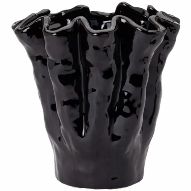 By fonQ Ceramic Vaas H27 cm - Black Zwart