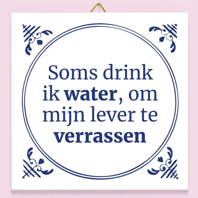 Tegeltje Soms drink ik water van Ditverzinjeniet blauw