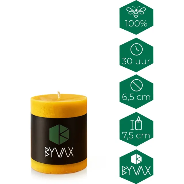 BYVAX Bijenwas Kaars Rustiek KATLA | 7,5cm Hoog | 100% Zuivere bijenwas | Handgemaakt