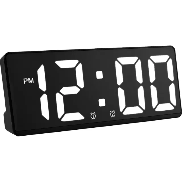 meerklose Digitale wekker met adapter, LED-klok voor slaapkamer, elektronische bureauklok met temperatuurweergave, USB-oplaadpoort, inclusief dimmer, sluimerfunctie - digitale klok voor bureau (zwart)