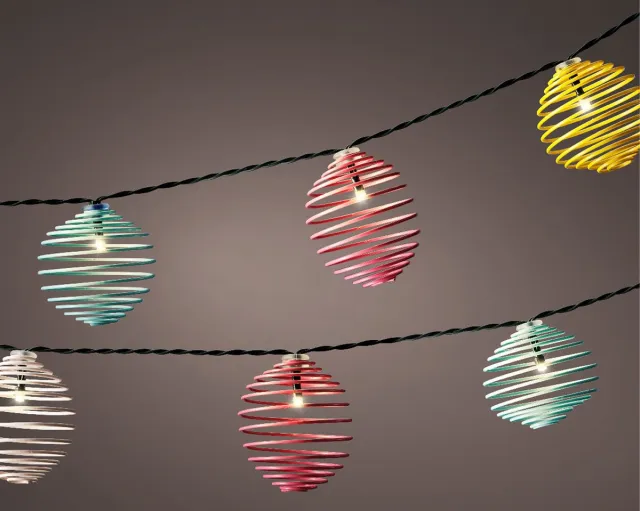 Lumineo lichtsnoer (solar,10 metalen lampionnen) - Tuinverlichting op zonne-energie - Solar LED 2.7 Meter lijn