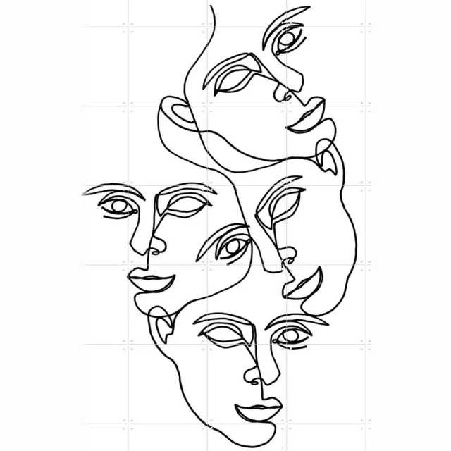 IXXI Mono, Julia Hariri - 100 x 140 cm - Grote wanddecoratie en posters - Line art, Minimalisme, Illustraties, Woonkamer, Portretten, Gezichten Zwart en wit / Monochroom / Zwart