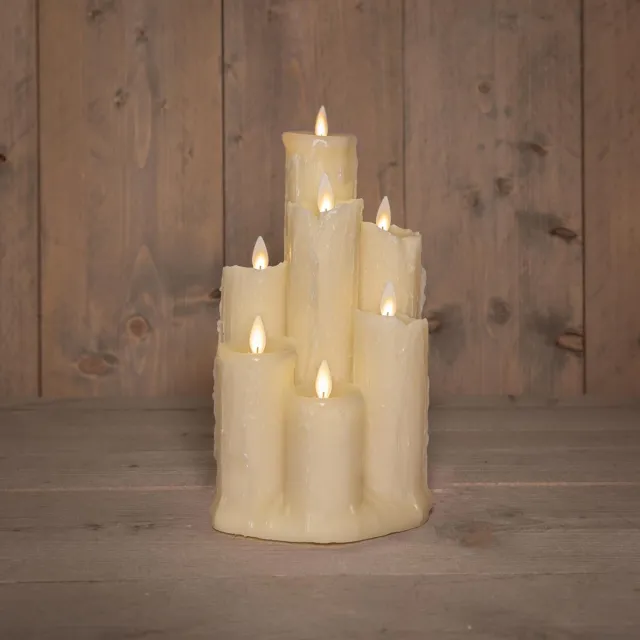 Anna's Collection LED kaarsen - ivoor wit - 14,5 x 25,5 cm - met timer - druipkaarsen -woondecoratie Warm wit