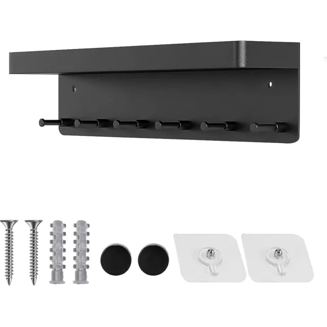 My Ninki ® Veelzijdig Sleutelrek met Wandplank voor Organisatie in Entree , Hal en Kantoor zwart