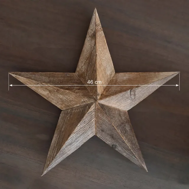 VNLR 46 cm Kerst ster - Massief oud hout - Geolied - Handgemaakt - Sloophout